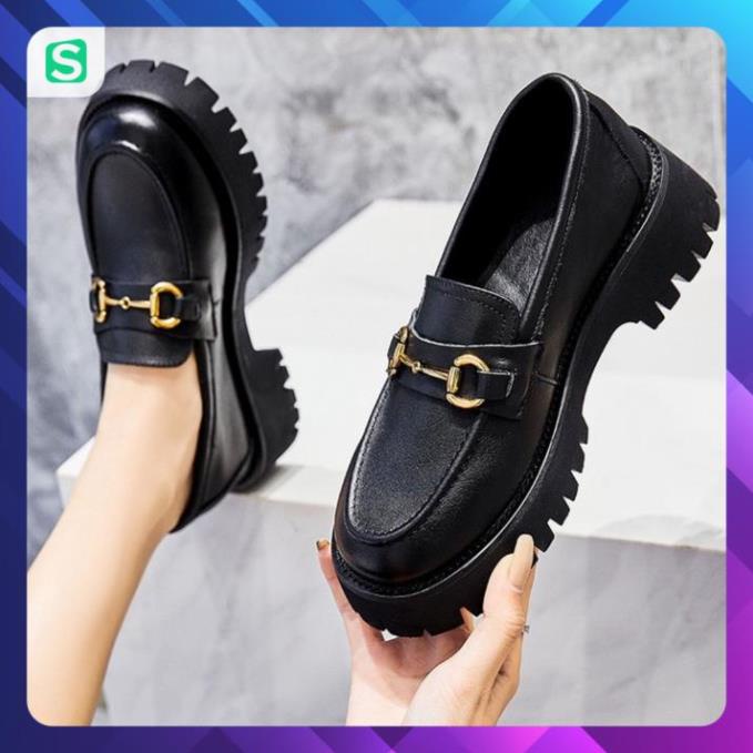 Giầy búp bê nữ da mềm quai xích đôn đế cao 4cm, giày nữ đi học ULZZANG SHOES phong cách hàn quốc