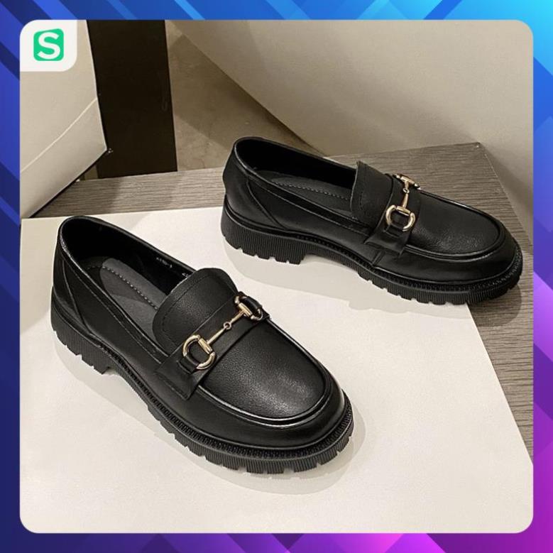 Giầy búp bê nữ da mềm quai xích đôn đế cao 4cm, giày nữ đi học ULZZANG SHOES phong cách hàn quốc