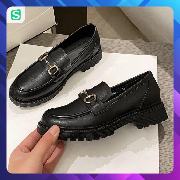 Giầy búp bê nữ da mềm quai xích đôn đế cao 4cm, giày nữ đi học ULZZANG SHOES phong cách hàn quốc