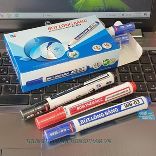 Hộp 10 cây bút lông bảng thiên long wb03 xóa được dùng viết bảng trắng wb-03