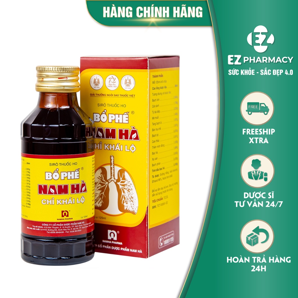 Siro ho bổ phế Nam Hà XC hỗ trợ bổ phế, giảm đờm, giảm đau rát họng, khản tiếng Ez Pharmacy