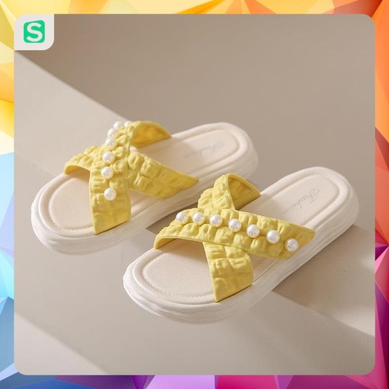 Dép nữ đính hạt quai chéo màu patsel siêu đẹp