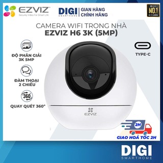 Camera Wifi EZVIZ H6 3K 5MP Type C - Xoay 360 độ - Đàm Thoại 2 Chiều, Theo Dõi Chuyển Động - DIGI Smart VN