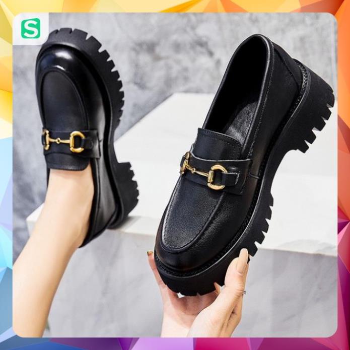 Giầy búp bê nữ da mềm quai xích đôn đế cao 4cm, giày nữ đi học ULZZANG SHOES phong cách hàn quốc