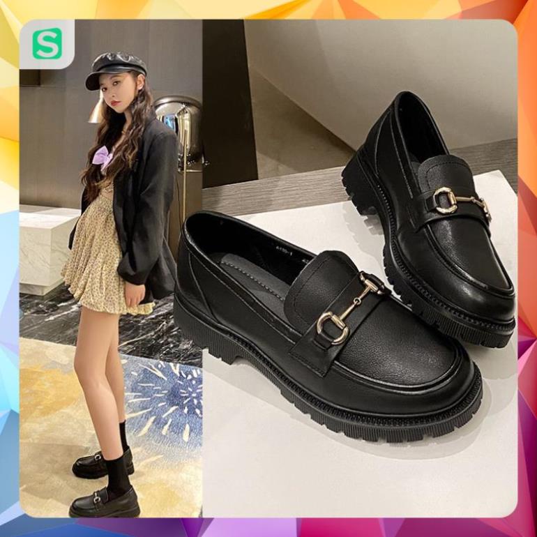 Giầy búp bê nữ da mềm quai xích đôn đế cao 4cm, giày nữ đi học ULZZANG SHOES phong cách hàn quốc
