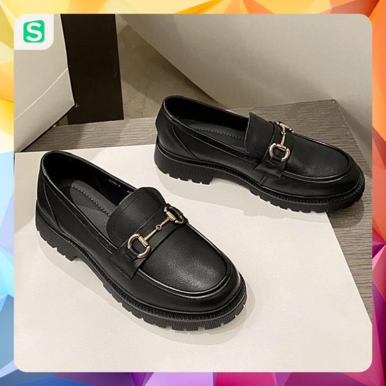 Giầy búp bê nữ da mềm quai xích đôn đế cao 4cm, giày nữ đi học ULZZANG SHOES phong cách hàn quốc