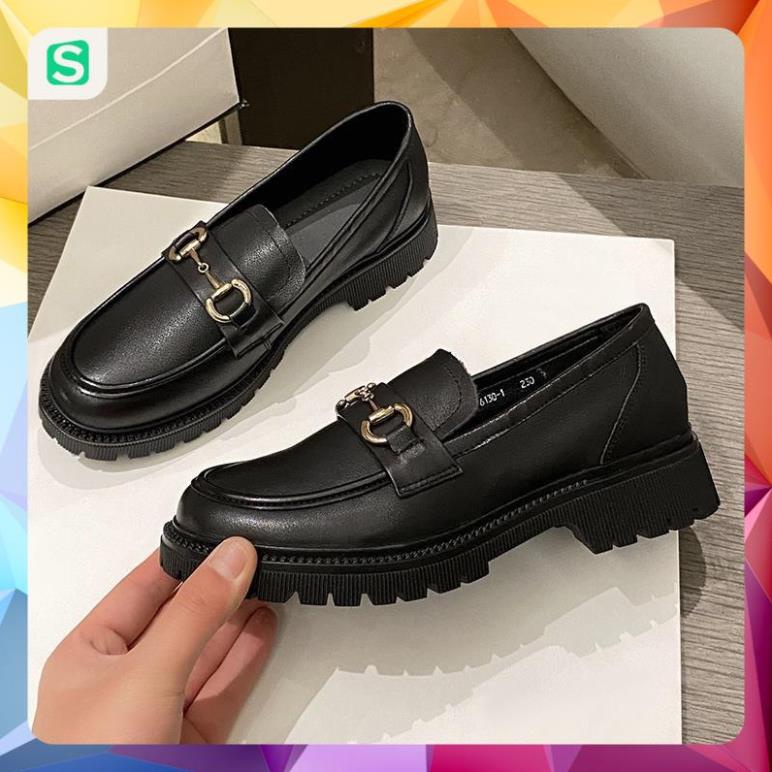 Giầy búp bê nữ da mềm quai xích đôn đế cao 4cm, giày nữ đi học ULZZANG SHOES phong cách hàn quốc