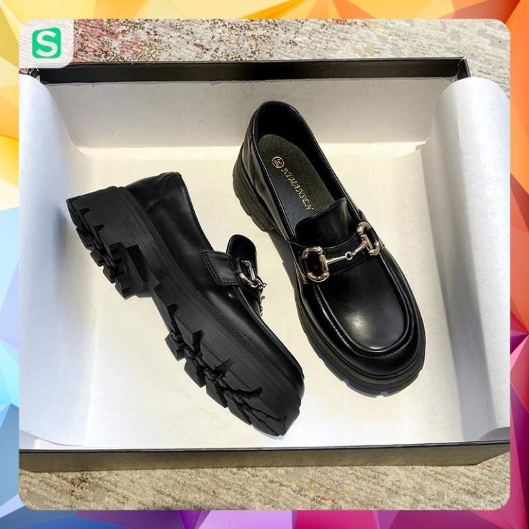 Giầy búp bê nữ da mềm quai xích đôn đế cao 4cm, giày nữ đi học ULZZANG SHOES phong cách hàn quốc