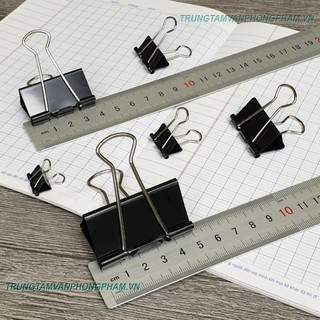 Hộp 12 cái kẹp bướm đen 15mm 19mm 25mm 32mm 41mm 51mm kẹp giấy binder clips - double clip nhỏ trung lớn - chọn: