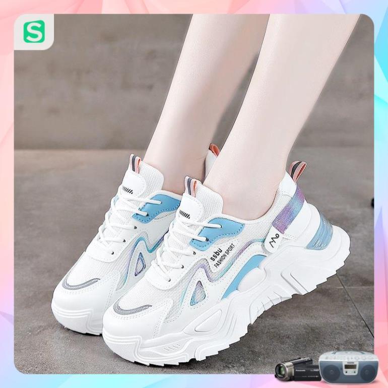 Giày Thể Thao Nữ Màu Trắng Đế Cao 5cm Kiểu Dáng Năng Động Trẻ Trung,Giày Nữ Mẫu Mới Êm Chân Thoáng Khí