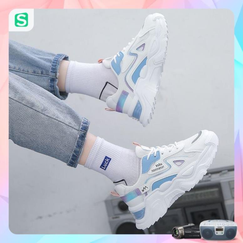 Giày Thể Thao Nữ Màu Trắng Đế Cao 5cm Kiểu Dáng Năng Động Trẻ Trung,Giày Nữ Mẫu Mới Êm Chân Thoáng Khí