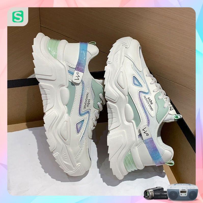 Giày Thể Thao Nữ Màu Trắng Đế Cao 5cm Kiểu Dáng Năng Động Trẻ Trung,Giày Nữ Mẫu Mới Êm Chân Thoáng Khí