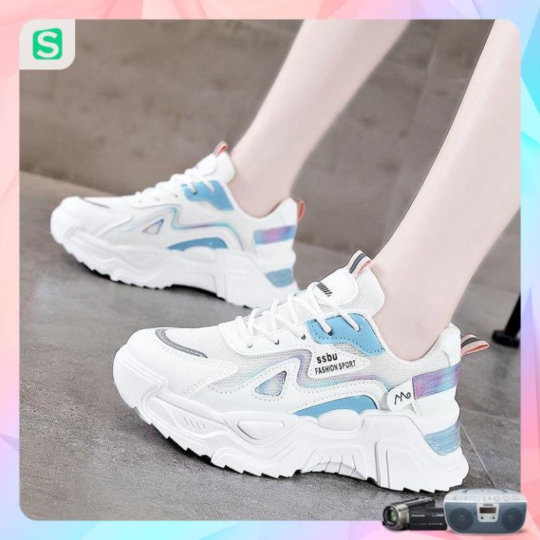 Giày Thể Thao Nữ Màu Trắng Đế Cao 5cm Kiểu Dáng Năng Động Trẻ Trung,Giày Nữ Mẫu Mới Êm Chân Thoáng Khí