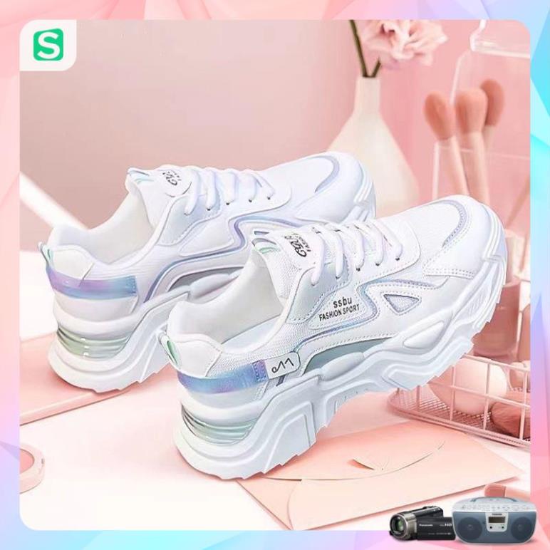 Giày Thể Thao Nữ Màu Trắng Đế Cao 5cm Kiểu Dáng Năng Động Trẻ Trung,Giày Nữ Mẫu Mới Êm Chân Thoáng Khí