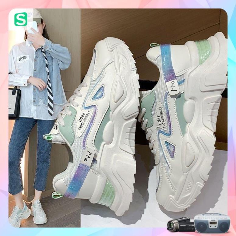 Giày Thể Thao Nữ Màu Trắng Đế Cao 5cm Kiểu Dáng Năng Động Trẻ Trung,Giày Nữ Mẫu Mới Êm Chân Thoáng Khí