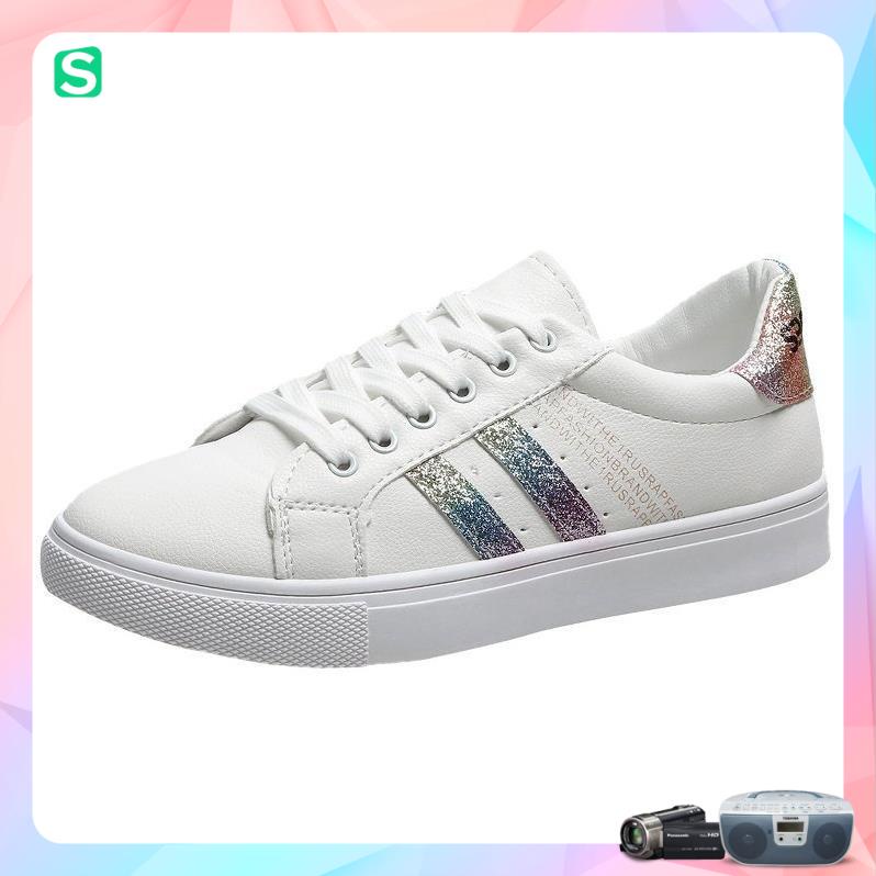 Giày thể thao nữ đế bằng màu trắng thời trang cho nữ năm 2023 Mã 8711