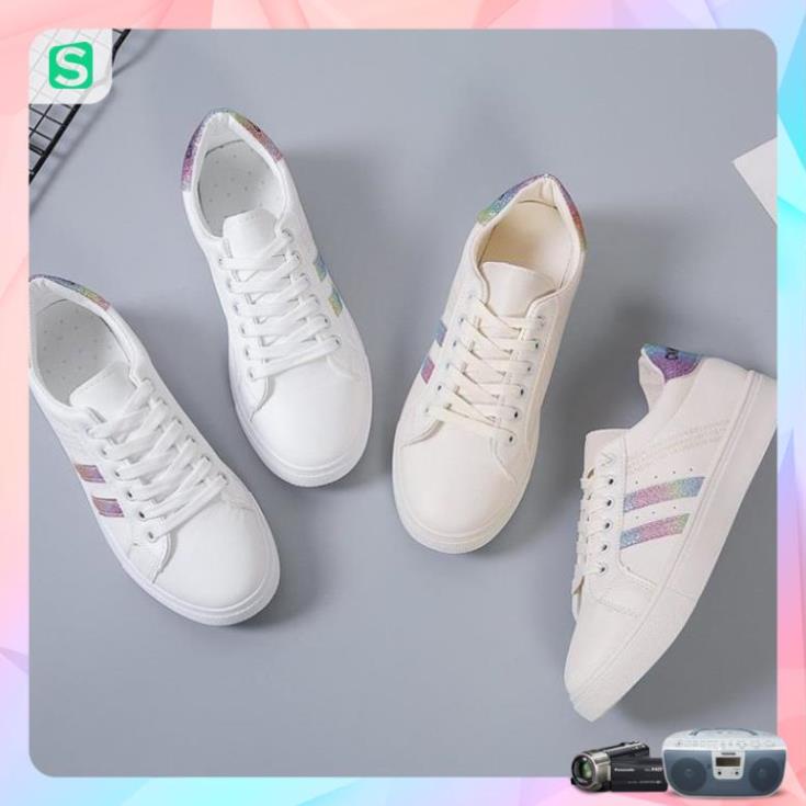 Giày thể thao nữ đế bằng màu trắng thời trang cho nữ năm 2023 Mã 8711