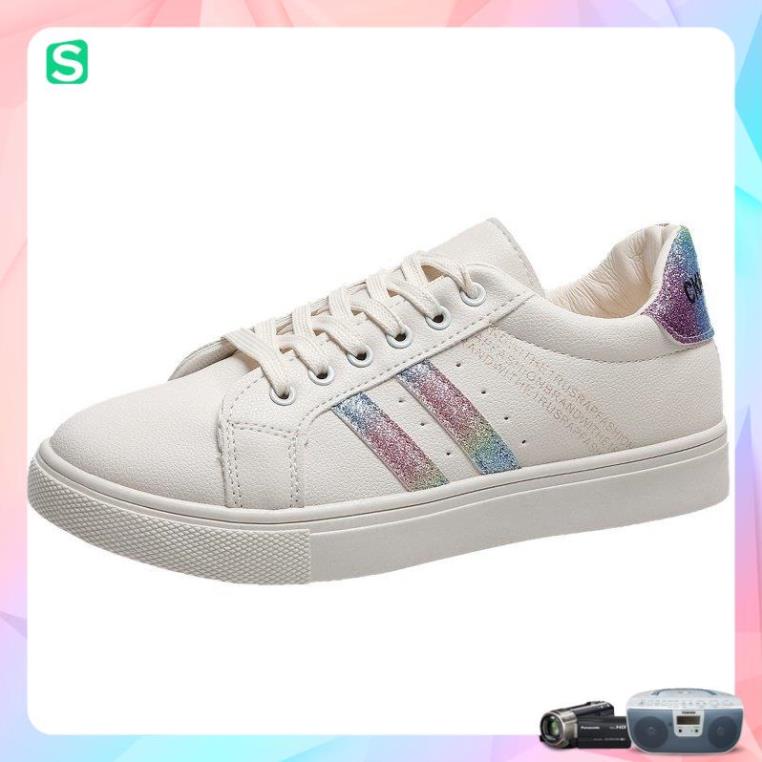 Giày thể thao nữ đế bằng màu trắng thời trang cho nữ năm 2023 Mã 8711
