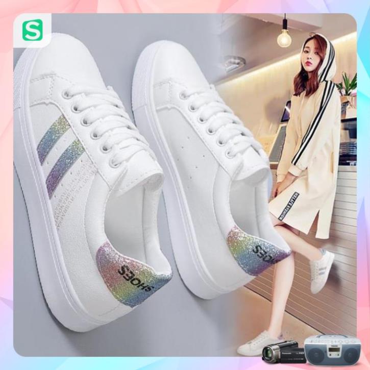 Giày thể thao nữ đế bằng màu trắng thời trang cho nữ năm 2023 Mã 8711