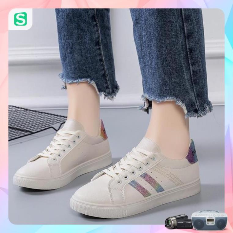 Giày thể thao nữ đế bằng màu trắng thời trang cho nữ năm 2023 Mã 8711