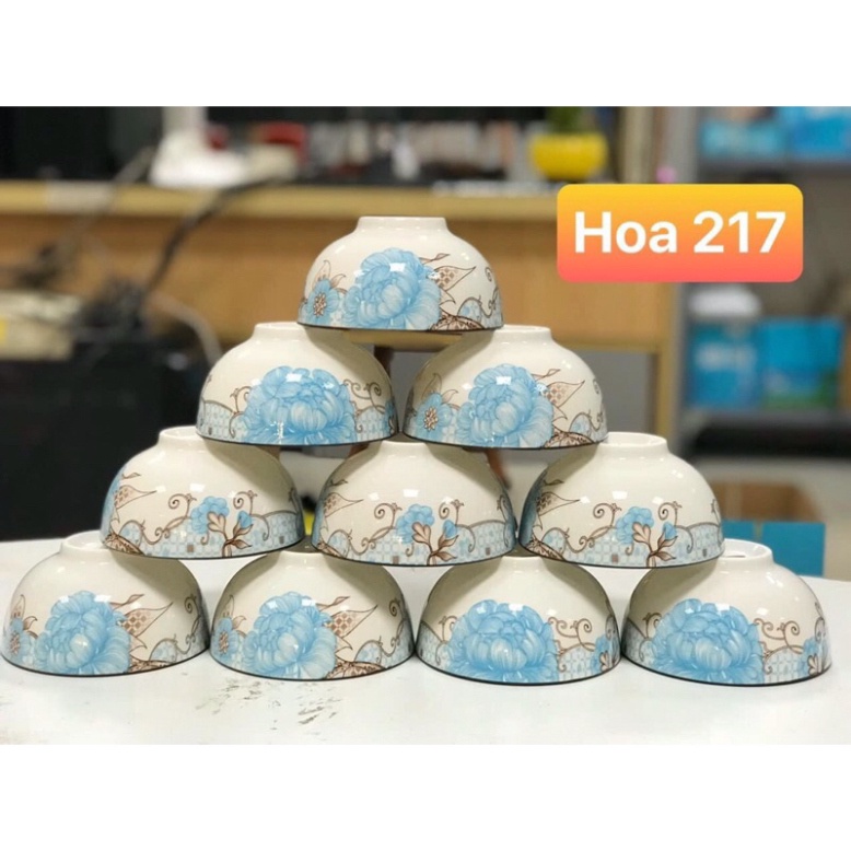 Bộ 10 chén bát cơm sứ 11,5cm bông phong cách Hàn Quốc Cao Cấp