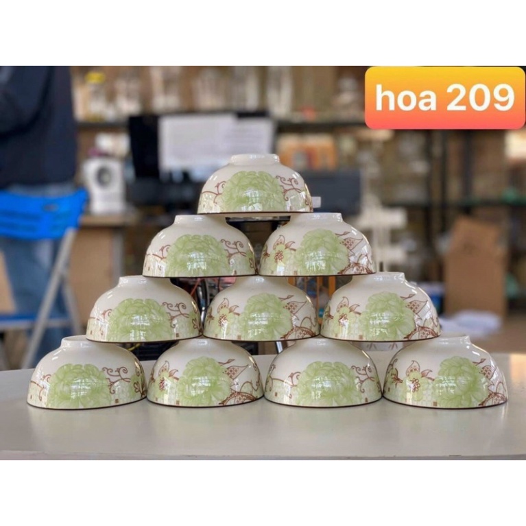 Bộ 10 chén bát cơm sứ 11,5cm bông phong cách Hàn Quốc Cao Cấp
