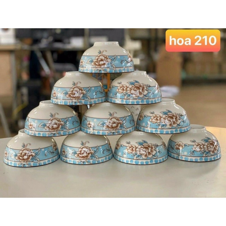 Bộ 10 chén bát cơm sứ 11,5cm bông phong cách Hàn Quốc Cao Cấp