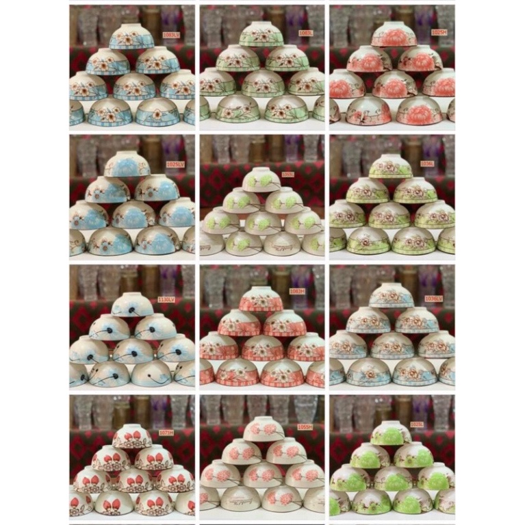 Bộ 10 chén bát cơm sứ 11,5cm bông phong cách Hàn Quốc Cao Cấp
