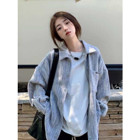 Áo Khoác denim Phong Cách retro Mỹ Dáng Rộng Thời Trang Xuân Thu Cho Nữ