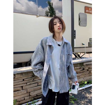 Áo Khoác denim Phong Cách retro Mỹ Dáng Rộng Thời Trang Xuân Thu Cho Nữ