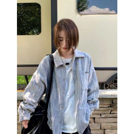 Áo Khoác denim Phong Cách retro Mỹ Dáng Rộng Thời Trang Xuân Thu Cho Nữ