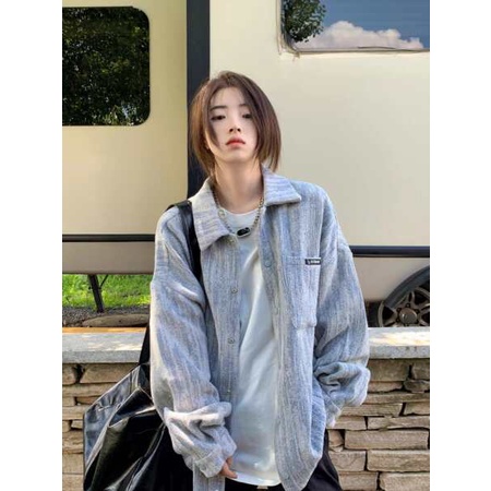 Áo Khoác denim Phong Cách retro Mỹ Dáng Rộng Thời Trang Xuân Thu Cho Nữ