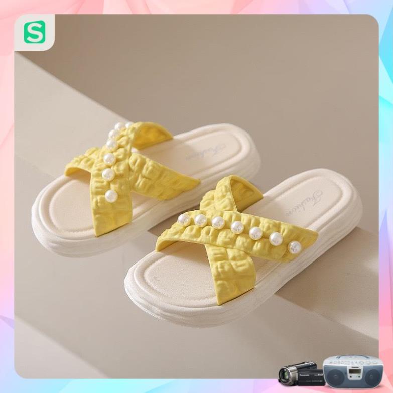 Dép nữ đính hạt quai chéo màu patsel siêu đẹp