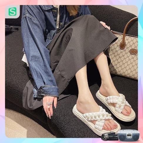 Dép nữ đính hạt quai chéo màu patsel siêu đẹp