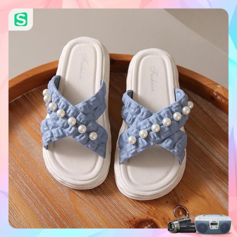 Dép nữ đính hạt quai chéo màu patsel siêu đẹp