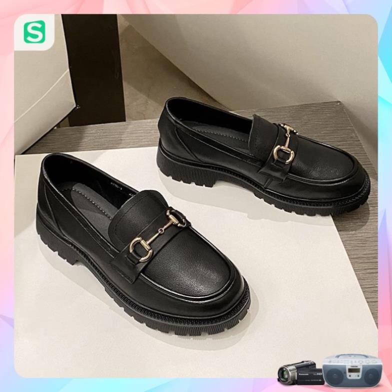 Giầy búp bê nữ da mềm quai xích đôn đế cao 4cm, giày nữ đi học ULZZANG SHOES phong cách hàn quốc