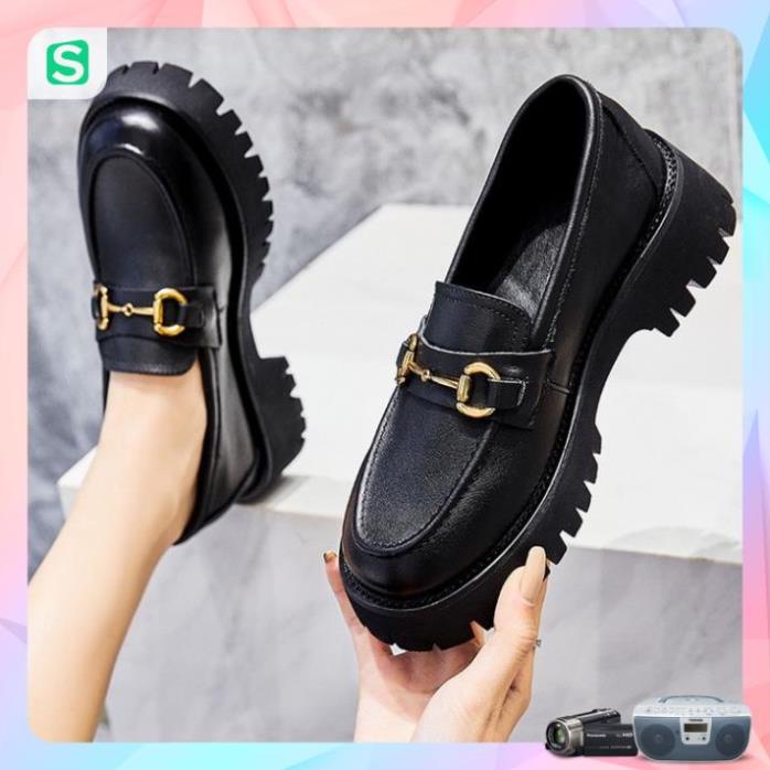 Giầy búp bê nữ da mềm quai xích đôn đế cao 4cm, giày nữ đi học ULZZANG SHOES phong cách hàn quốc