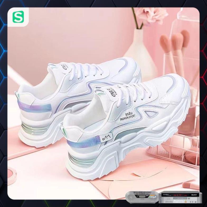 Giày Thể Thao Nữ Màu Trắng Đế Cao 5cm Kiểu Dáng Năng Động Trẻ Trung,Giày Nữ Mẫu Mới Êm Chân Thoáng Khí
