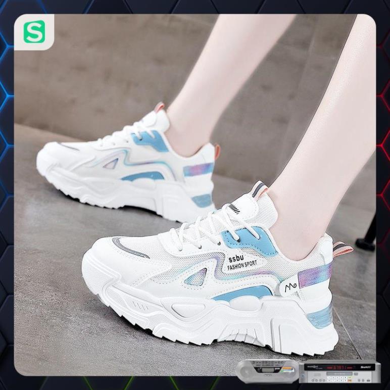 Giày Thể Thao Nữ Màu Trắng Đế Cao 5cm Kiểu Dáng Năng Động Trẻ Trung,Giày Nữ Mẫu Mới Êm Chân Thoáng Khí