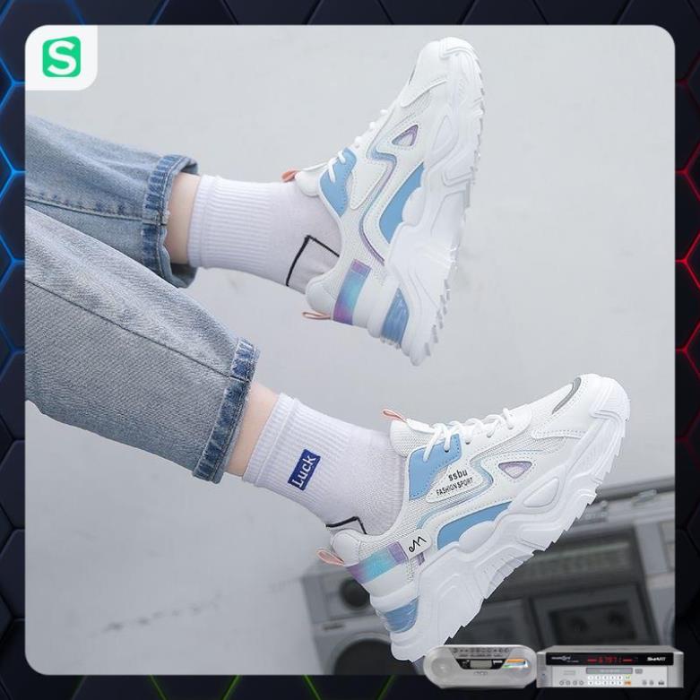 Giày Thể Thao Nữ Màu Trắng Đế Cao 5cm Kiểu Dáng Năng Động Trẻ Trung,Giày Nữ Mẫu Mới Êm Chân Thoáng Khí