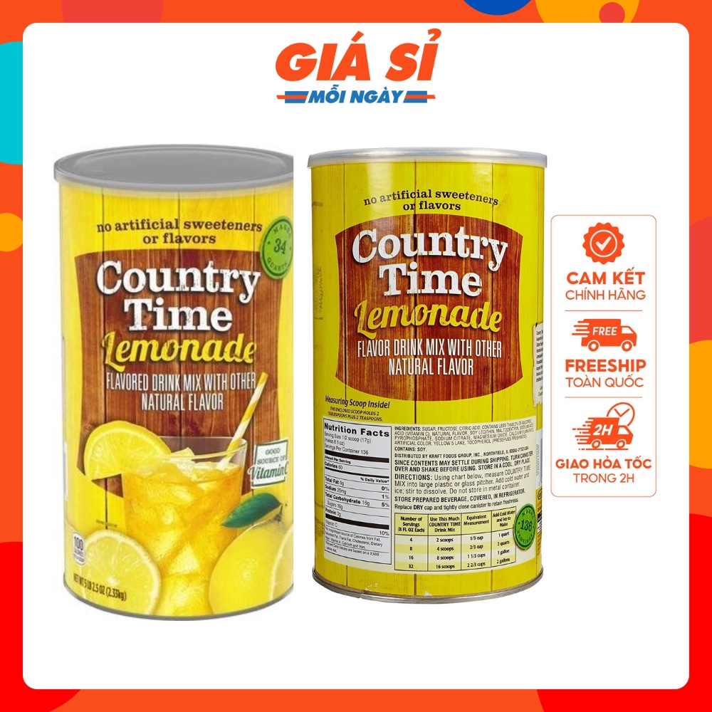 Bột Nước Chanh Country Time Drink Mix Lemonade 2.33Kg