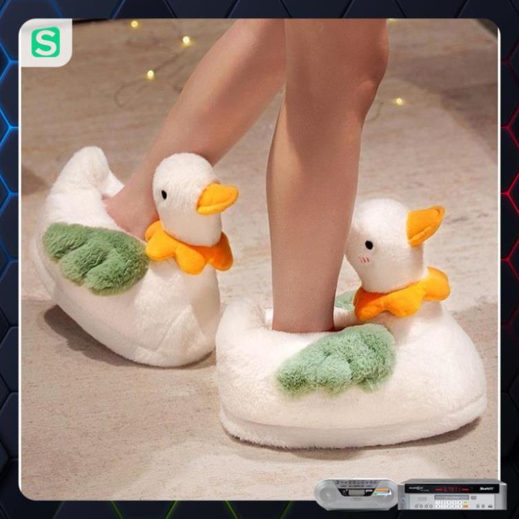 HOT HOT! Dép Bông Mang Trong Nhà Siêu Ấm Hình Chú Vịt Cute Dành Cho Nam Nữ 2022