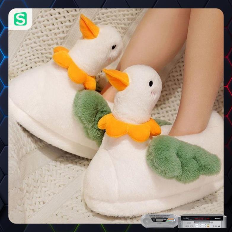 HOT HOT! Dép Bông Mang Trong Nhà Siêu Ấm Hình Chú Vịt Cute Dành Cho Nam Nữ 2022