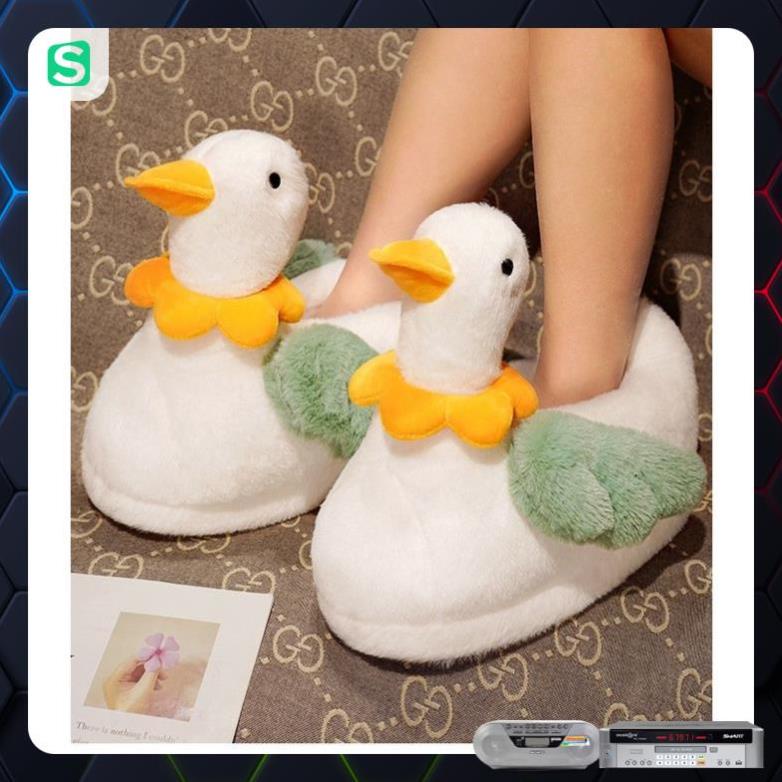 HOT HOT! Dép Bông Mang Trong Nhà Siêu Ấm Hình Chú Vịt Cute Dành Cho Nam Nữ 2022
