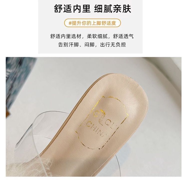 Dép Cao Gót Pha Lê Mỏng Mùa Hè 2023 Đế Phẳng Gót Dày Chống Nước Phong Cách Mới Cho Nữ