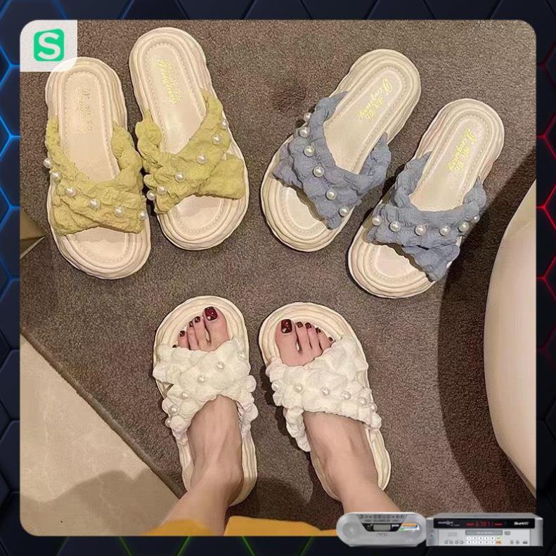 Dép nữ đính hạt quai chéo màu patsel siêu đẹp