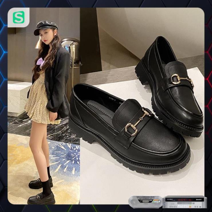 Giầy búp bê nữ da mềm quai xích đôn đế cao 4cm, giày nữ đi học ULZZANG SHOES phong cách hàn quốc