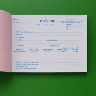 Phiếu thu 2 liên trắng hồng - mẫu số 01-tt - theo thông tư 200