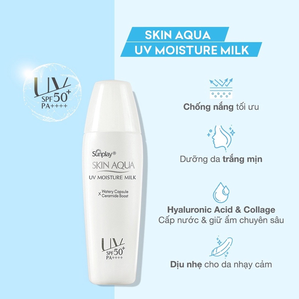 Sữa Chống Nắng Dưỡng Da Giữ Ẩm Sunplay Skin Aqua UV Moisture Milk SPF50 PA+++ 30Gr