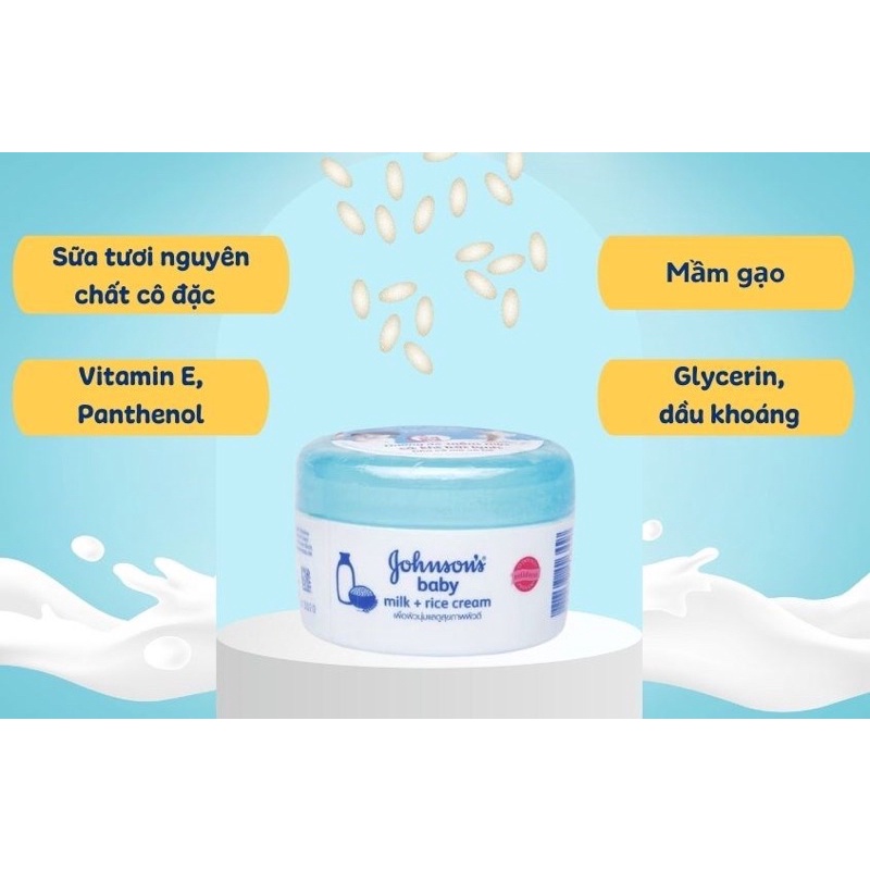 Kem dưỡng ẩm Johnson Baby Milk Cream 50g Thái Lan, kem chống nẻ cho mẹ và bé